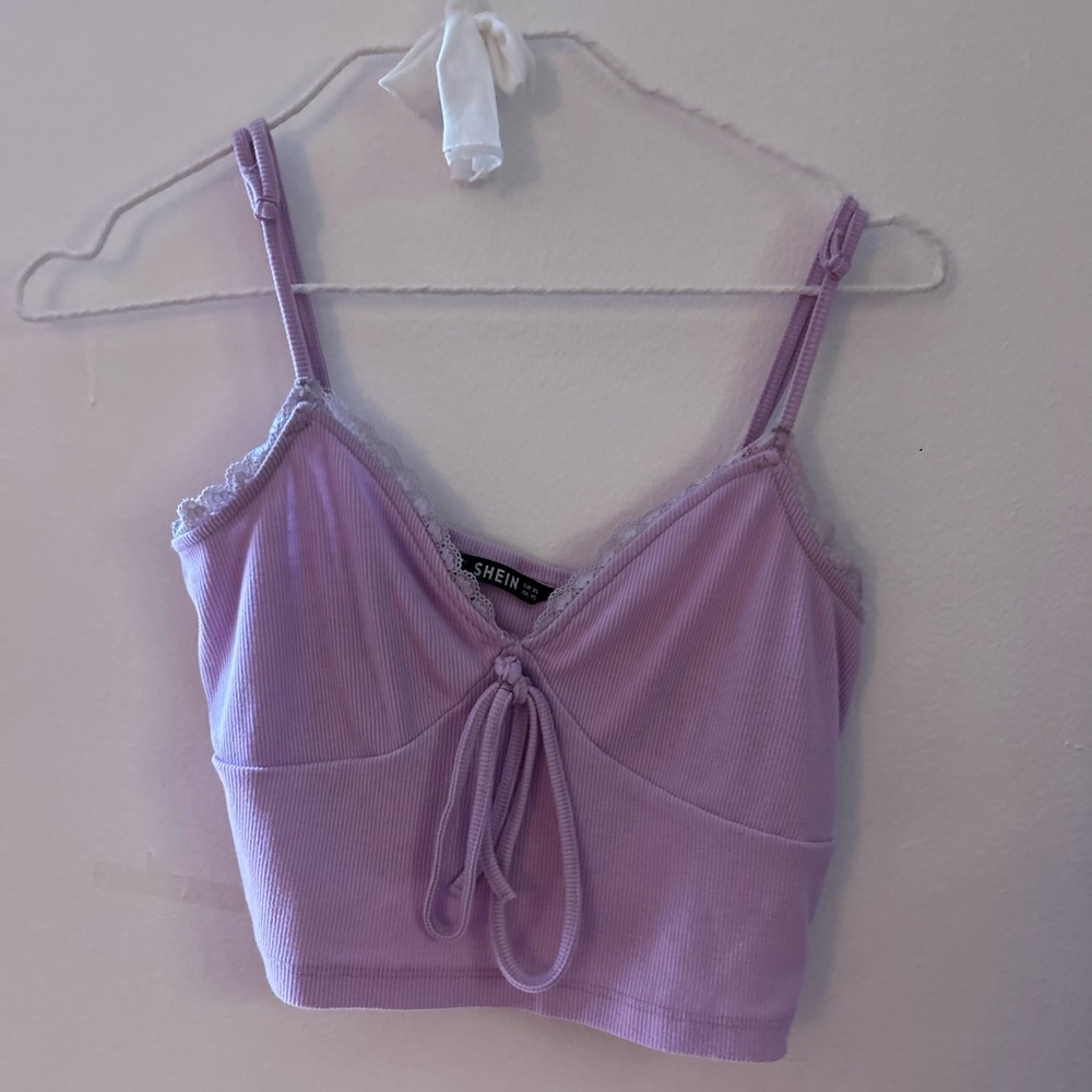 Purple Lace Crop Cami